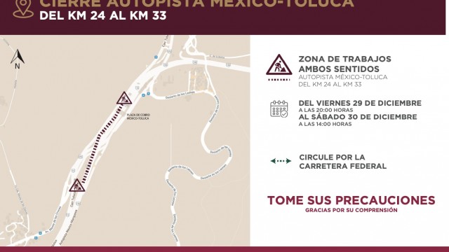 Cierre Temporal en la Autopista México-Toluca por Trabajos en el Tren Interurbano “El Insurgente”