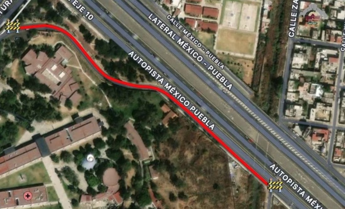 Por obras del Trolebús, cerrarán lateral de la autopista México-Puebla