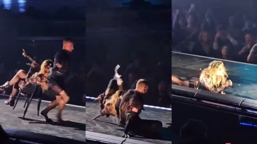 Madonna sufre caída en concierto