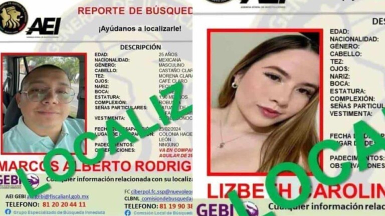 Localizan a pareja desaparecida tras ir de viaje a Mazatlán