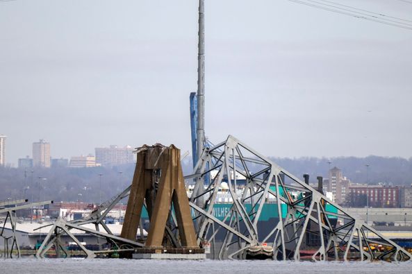 Choque de barco causa el derrumbe del puente Francis Scott Key en Baltimore