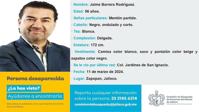 Jaime Barrera Rodríguez, periodista en Jalisco, está desaparecido