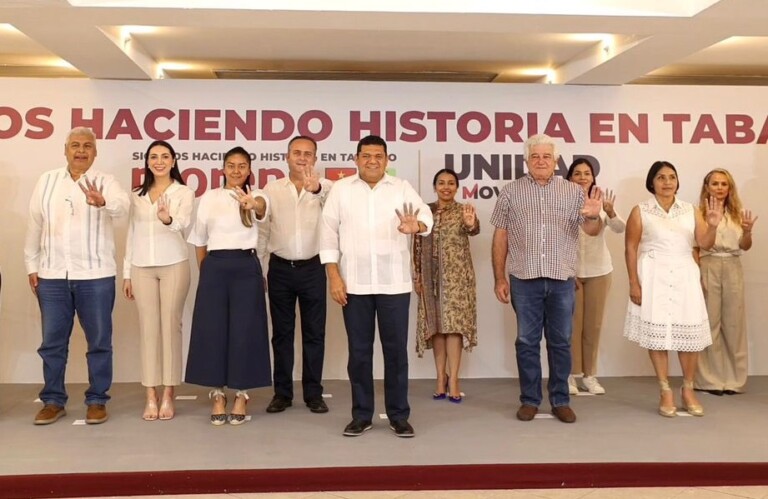 Javier May, candidato a gobernador en Tabasco, presenta a su equipo de campaña