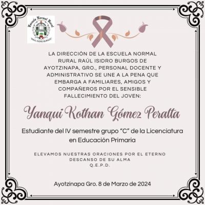 Yanqui Rothan Gómez, el normalista de Ayotzinapa abatido por policías en Guerrero