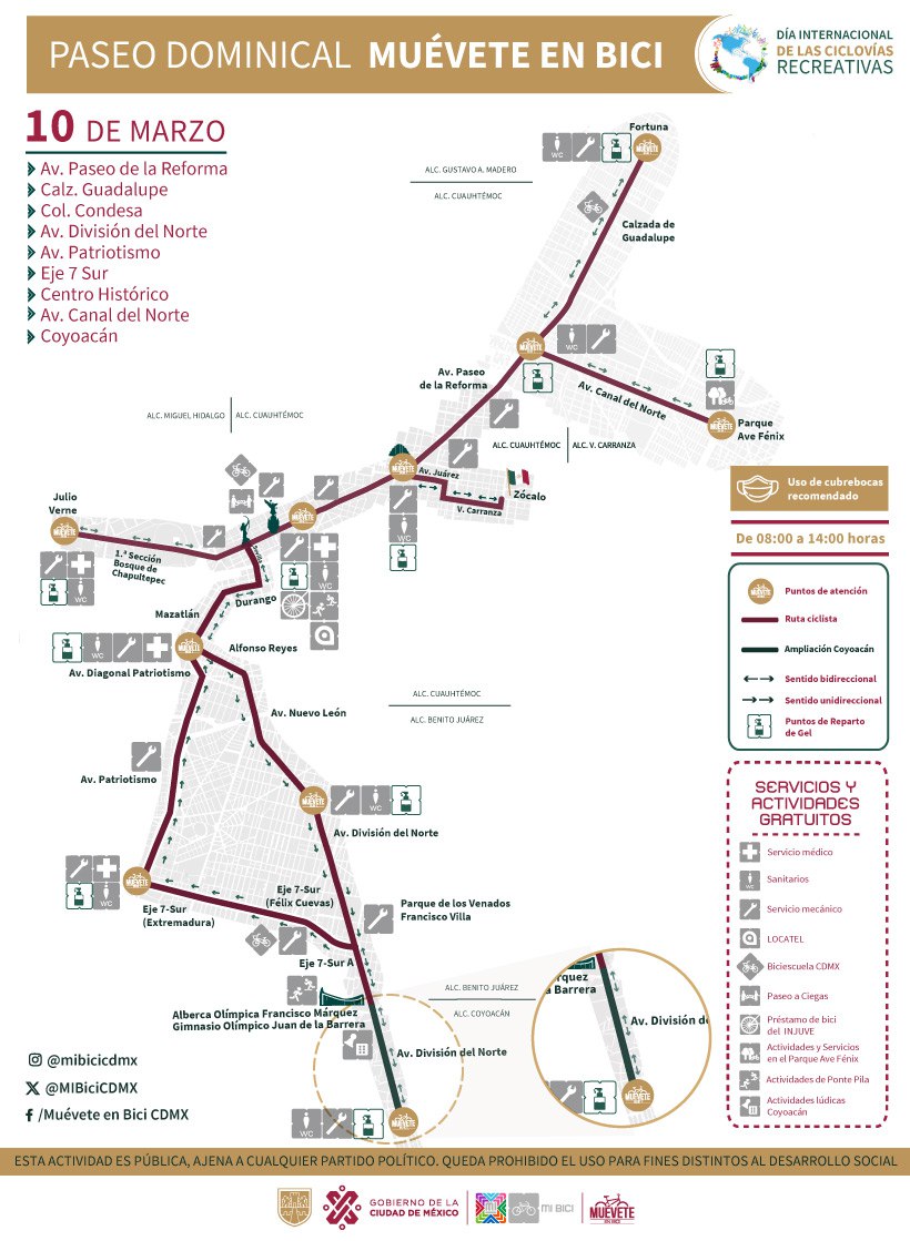 ¡A rodar! CDMX celebra el Día de la Ciclovía con ruta extendida