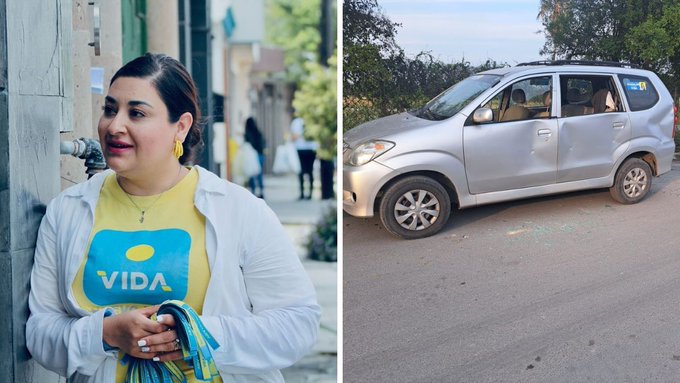 Balean camioneta de campaña de Linda Padilla, candidata a la alcaldía de Guadalupe, NL