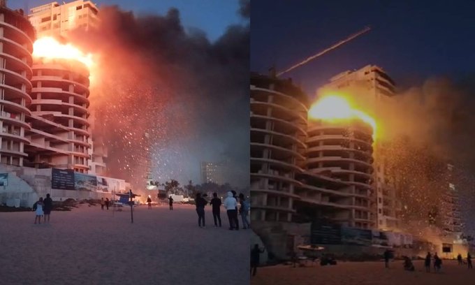 Bomberos controlan incendio en edificio de Playa Brujas, Mazatlán