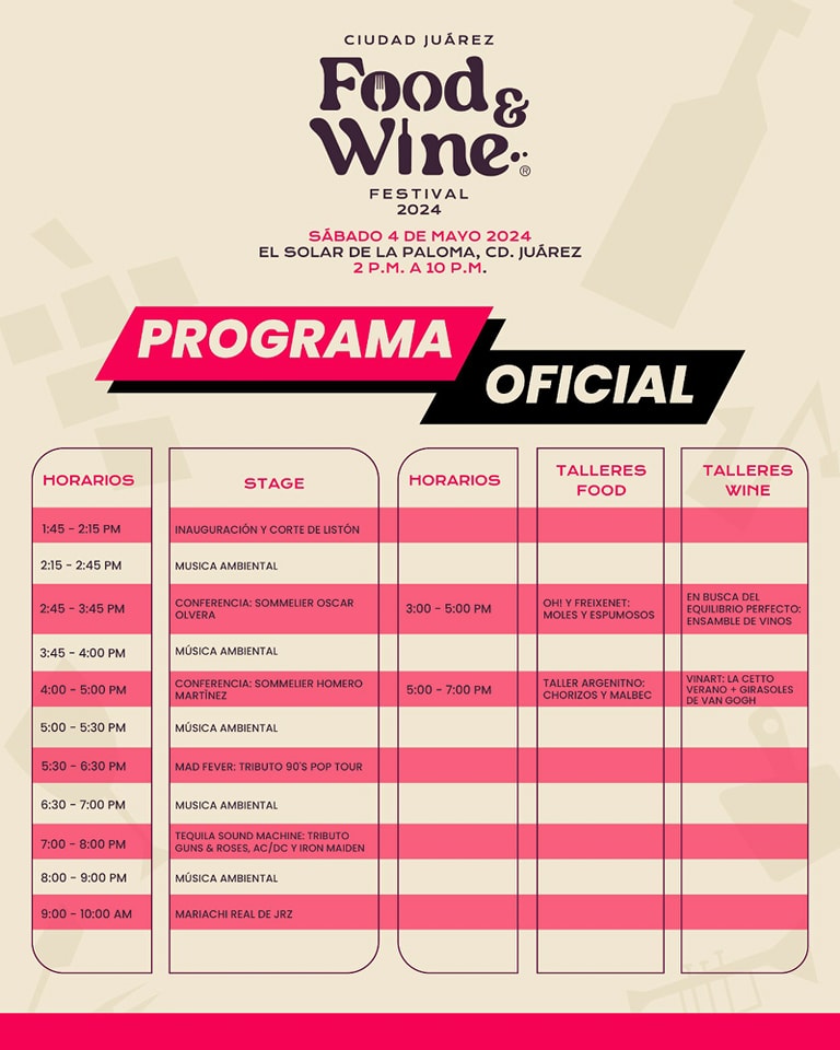 Disfruta de la 2a edición del Food&Wine en Ciudad Juárez, Chihuahua