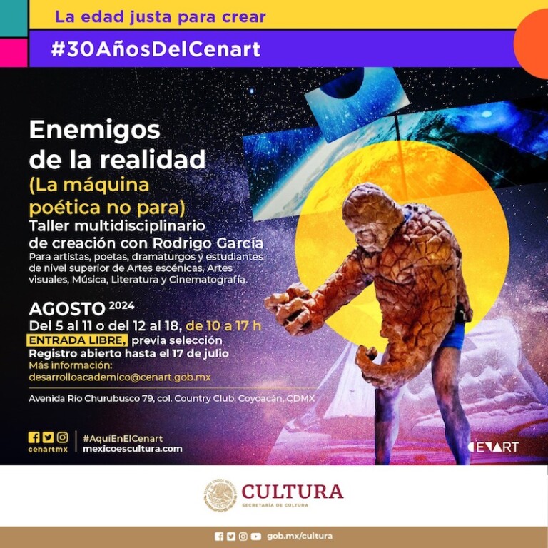 El Cenart invita a participar en el taller “Enemigos de la realidad”, que impartirá el destacado creador Rodrigo García