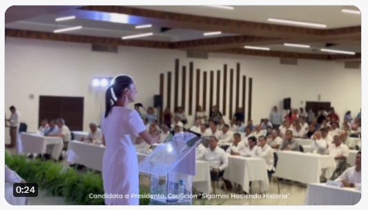 Claudia Sheinbaum y Joaquín ‘Huacho’’ Díaz Mena presentan ‘’Renacimiento Maya’’ ante empresarios y empresarias de Yucatán