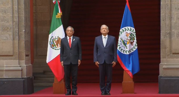 AMLO recibe a Juan Antonio Briceño, primer ministro de Belice, en Palacio Nacional