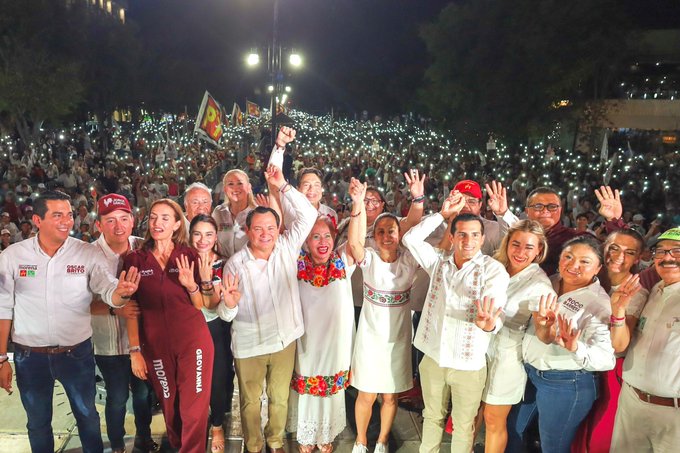 Claudia Sheinbaum, 'Huacho' Díaz y Rommel Pacheco cierran campañas en Mérida