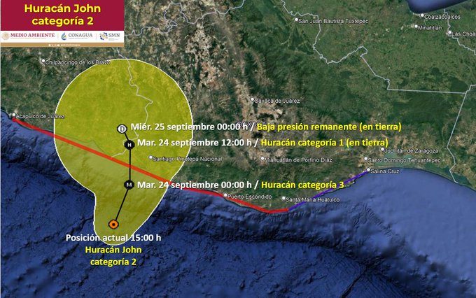 'John' se intensifica a huracán categoría 2