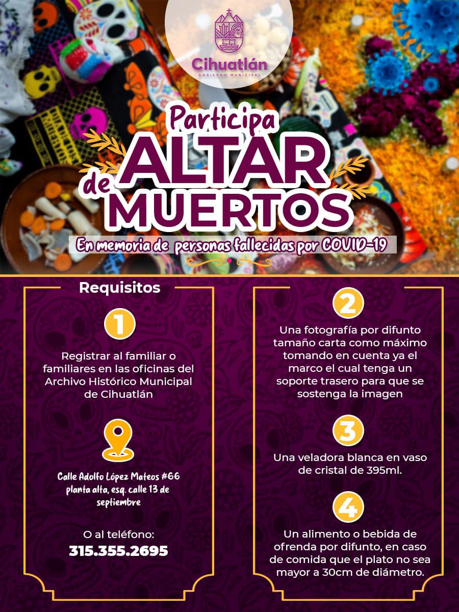 Cihuatlán celebrará el Día de Muertos con altares, verbenas y recorridos temáticos