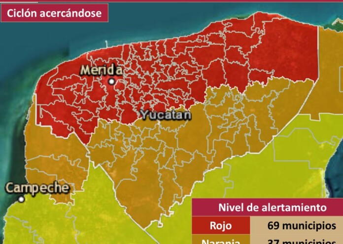 Emiten Alerta Roja para 69 municipios de Yucatán por paso de 'Milton'