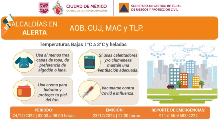 Activan alertas por bajas temperaturas en Ciudad de México