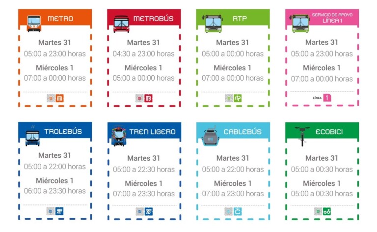 Infórmate sobre los horarios modificados del Metrobús y Trolebús para este 31 de diciembre.