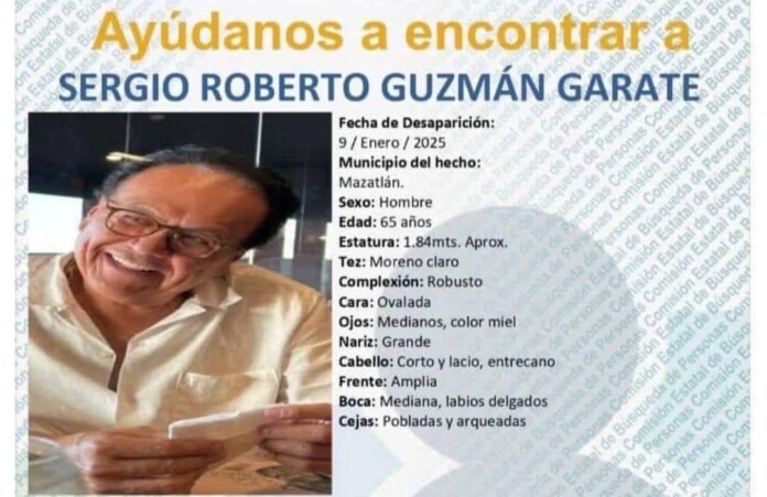 Reportan la desaparición del empresario Sergio Roberto Guzmán en Mazatlán, Sinaloa