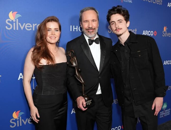 Amy Adams. Denis Villeneuve. Timotheé Chalamet. Festival Internacional de Cine Palm Springs. Imagen de internet.