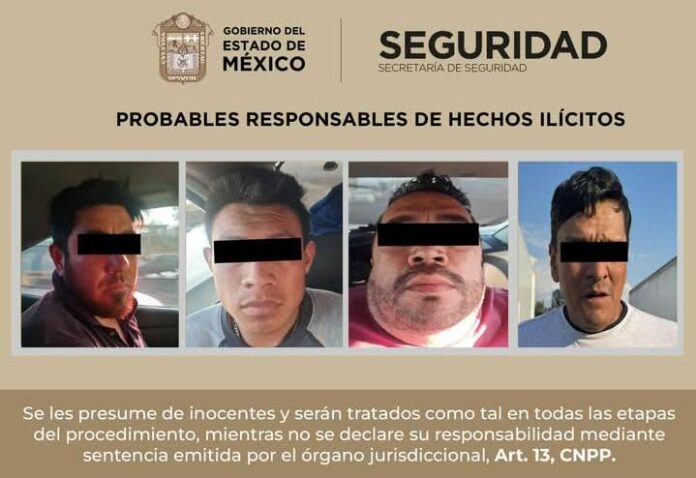 SSEM informa sobre la detención de cuatro personas vinculadas al robo a transporte en el Estado de México. Imagen de la SSEM.