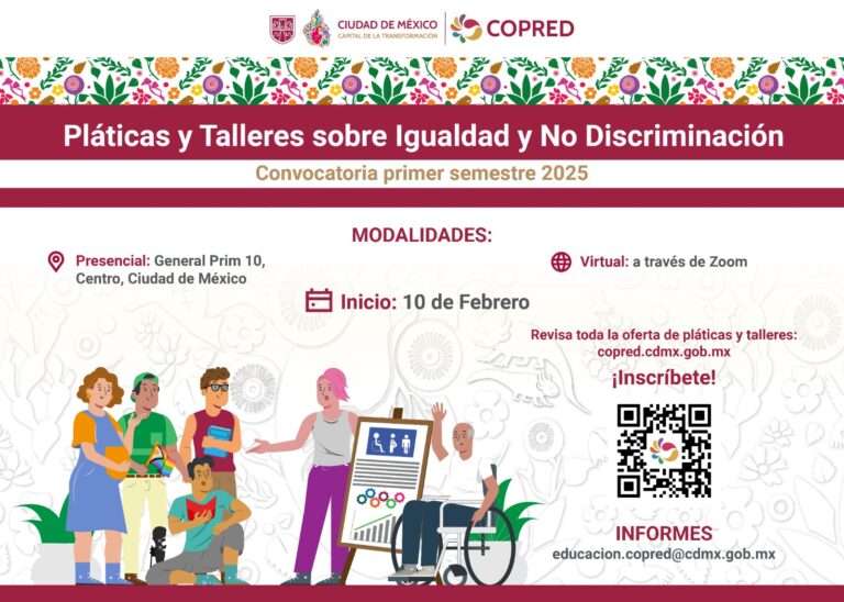 COPRED abre inscripciones para pláticas, talleres y cursos en línea sobre igualdad