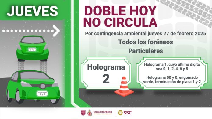 Este jueves habrá Doble Hoy No Circula: ¿Qué autos no circularán?