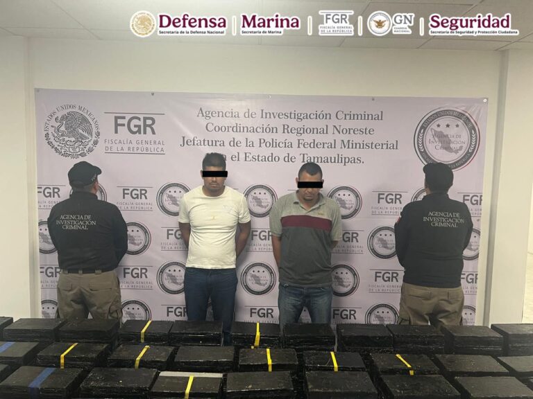 Detienen a 2 hombres en Tamaulipas con 700 kilos de metanfetamina