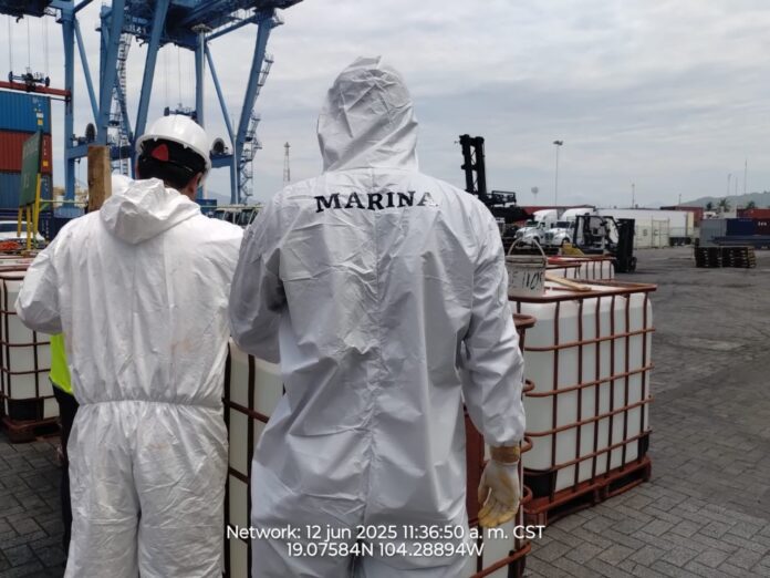 Marina asegura más de 21 toneladas de precursores químicos en el puerto de Manzanillo