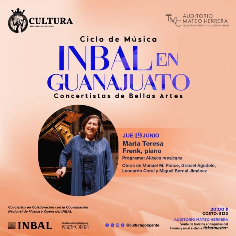 La Secretaría de Cultura recibe en el Auditorio Mateo Herrera a la concertista María Teresa Frenk