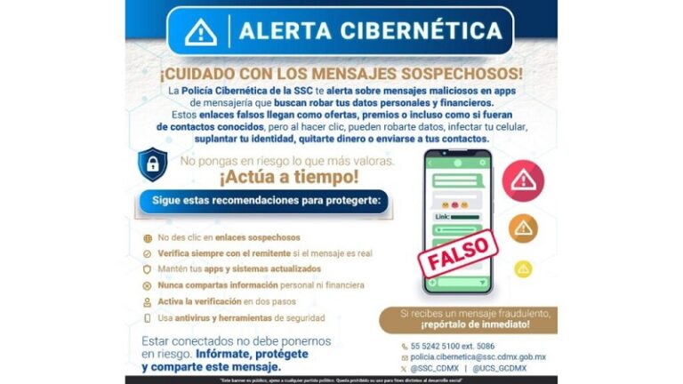 Alerta Policía Cibernética por mensajes fraudulentos