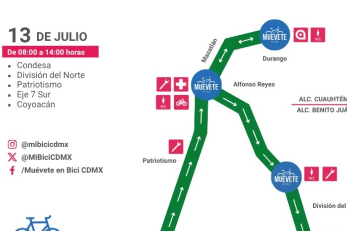 SEMOVI modifica ruta del Paseo en Bici por realización del Medio Maratón CDMX