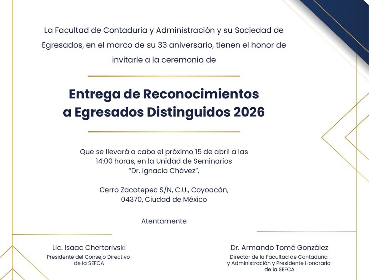 UNAM rinde homenaje a Juan Antonio Pérez Simón como Egresado Empresario Ejemplar